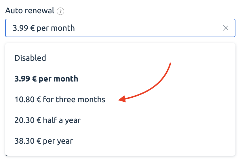 Auto Renewal Option
